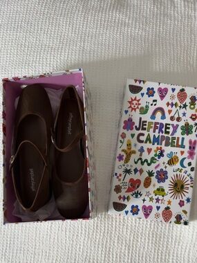 Jeffrey Campbell Brown Textured Mary Jane Flats